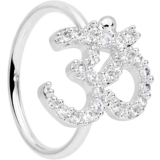 18G 3/8 Clear CZ Gem Amazing Om Nose Hoop