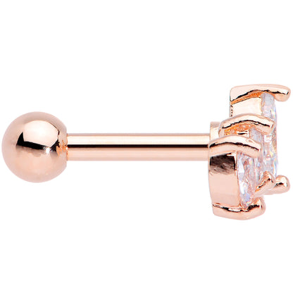 16G 1/4 Clear CZ Gem Rose Gold Tone Crown Cartilage Tragus Earring