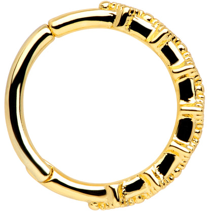 16G 3/8 Blue Gem Gold Tone Elegance Hinged Segment Ring