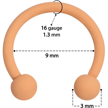 16G 3/8 Tan Matte Horseshoe Circular Barbell