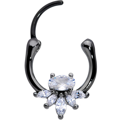 18G 3/8 Clear Gem Black Anodized Spray Cartilage Clicker