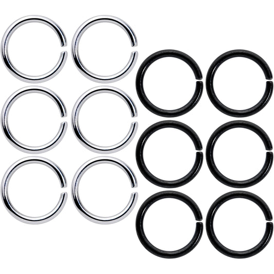 16G 5/16 Steel Black Anodized Seamless Cartilage Ring Set of 12