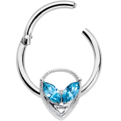 16G 3/8 Aqua Gem Alien Hinged Circular Ring