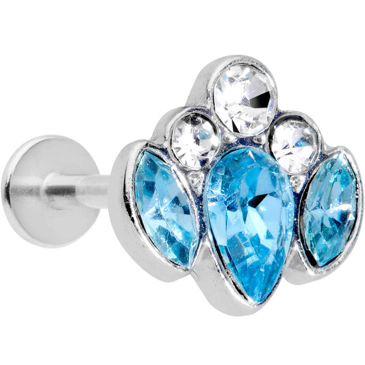 16G 5/16 Clear Aqua Gem Cluster Labret Monroe Tragus