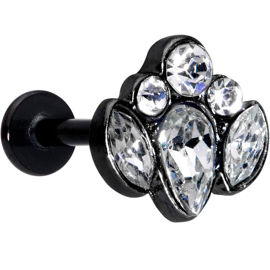 16G 5/16 Clear Gem Black Cluster Labret Monroe Tragus