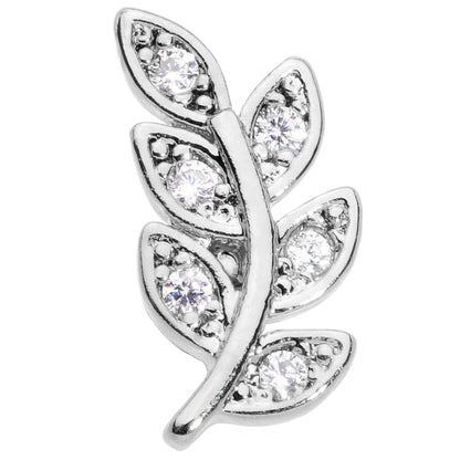 16G 1/4 Clear CZ Gem Leaf Internally Threaded Labret Tragus