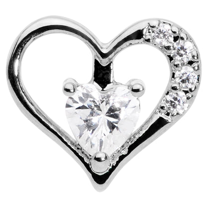 16G 5/16 Clear CZ Gem Airy Heart Internally Threaded Labret