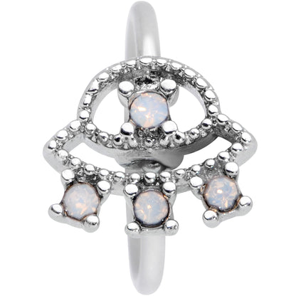 20G 5/16 White Faux Opal UFO Nose Hoop