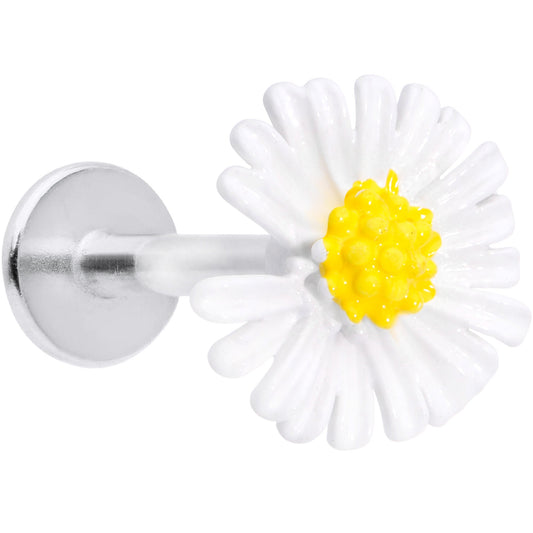 16G 5/16 White Daisy Flower Labret Monroe Tragus