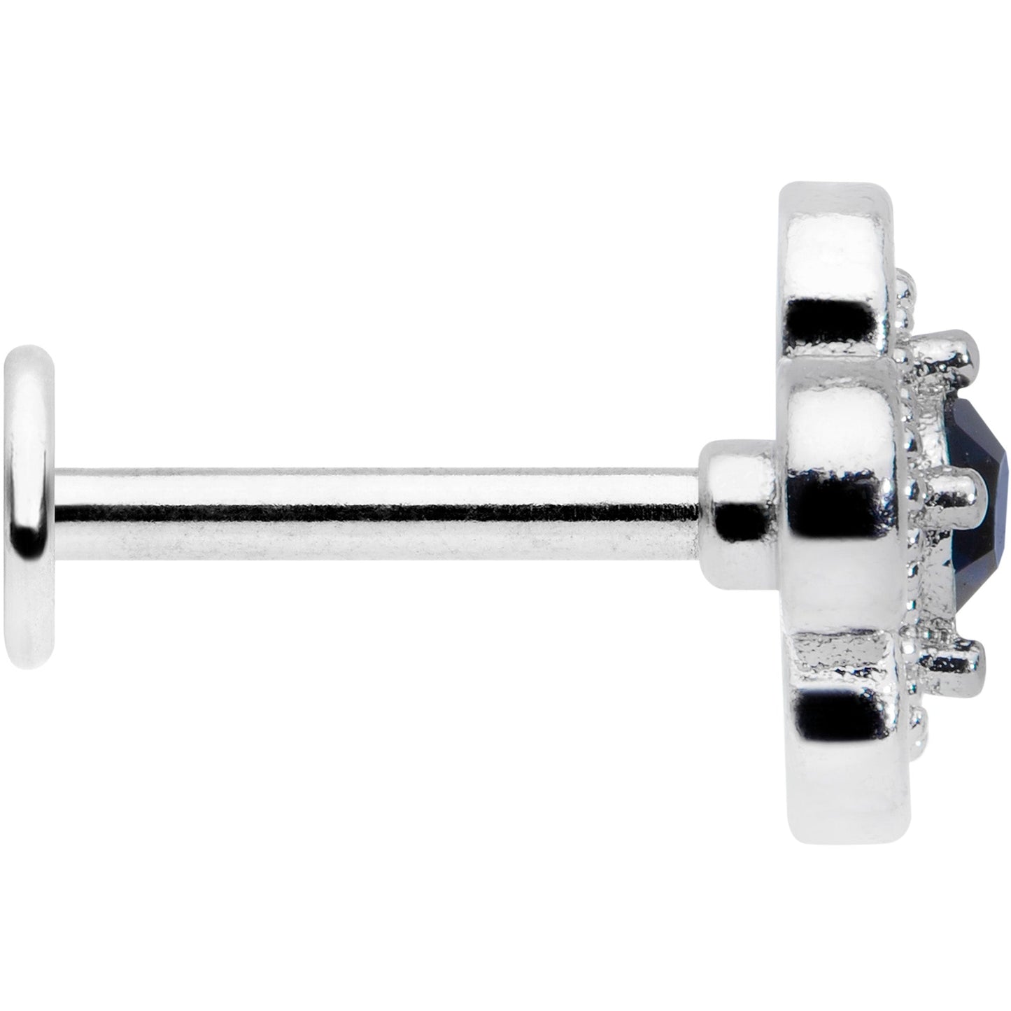 16G 5/16 Blue Gem Stylized Deco Cross Labret Monroe Tragus