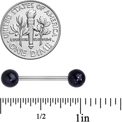 Grade 23 Titanium Black Glitter Ball Barbell Tongue Ring