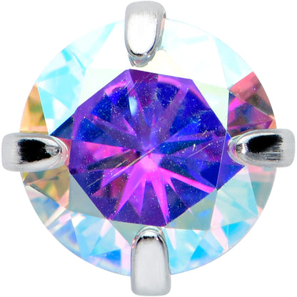 Aurora CZ Gem Round Top Barbell Tongue Ring