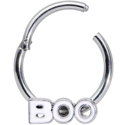 16G 3/8 White Boo Halloween Hinged Segment Ring