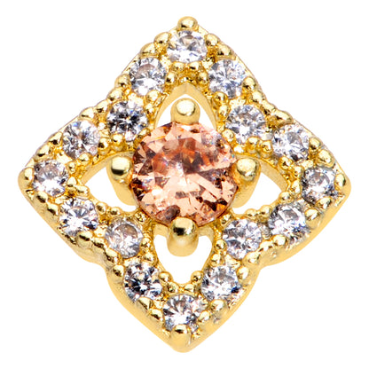 20G 1/4 Clear CZ Gem Gold Tone Rhombus Royale Nose Bone