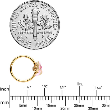 20G 5/16 Pink Gem Gold Tone Pink Bow Nose Hoop