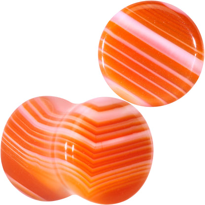 Natural Red Line Agate Stone Saddle Plug Set