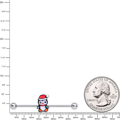 14G Santa Penguin Christmas Industrial Barbell 38mm