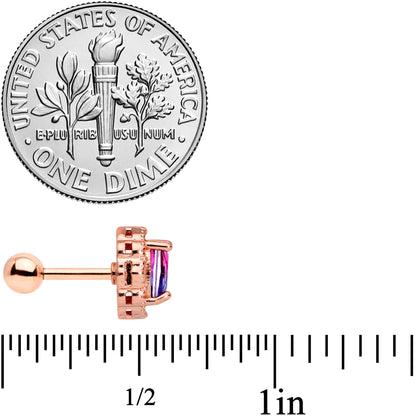 16G 1/4 Purple Tourmaline Rose Gold Tone Cartilage Tragus Earring