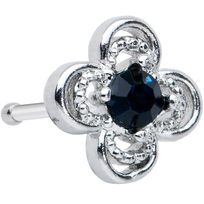 20G 1/4 Blue Gem Stylized Deco Cross Nose Bone