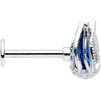 16G 5/16 Blue Gem Tulip Petals Flower Labret Monroe Tragus