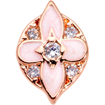 20G 5/16 Clear Gem Rose Gold Tone Pink Cross Nose Hoop