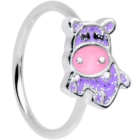 18G 3/8 Happy Purple Hippo Nose Hoop