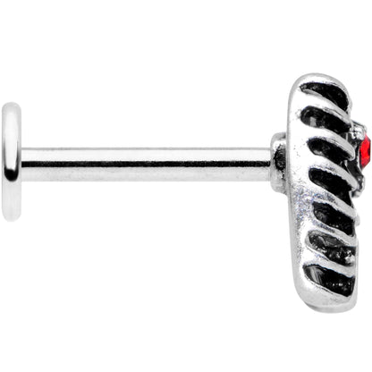 16G 5/16 Red CZ Gem Heart Skeleton Ribs Halloween Labret Tragus