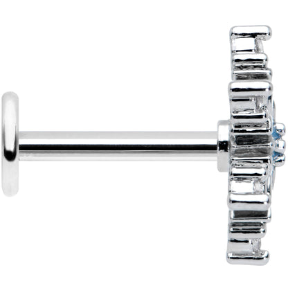 16G 5/16 Clear CZ Blue Snowflake Christmas Labret Monroe Tragus