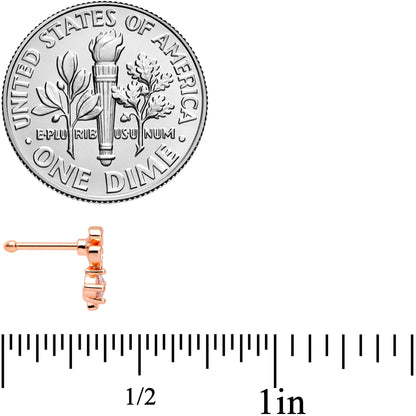 20G 1/4 Clear CZ Gem Rose Gold Tone Butterfly Flower Nose Bone