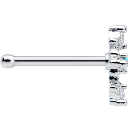 20G 5/16 Clear Blue Gem Renaissance Cross Nose Bone