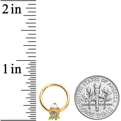 16G 3/8 Gold Tone Hatched Chick Easter Egg Hinged Segment Ring