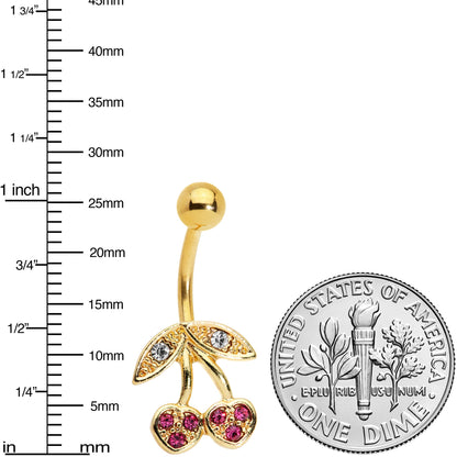 Clear Purple Gem Gold Tone Very Cherry Belly Ring