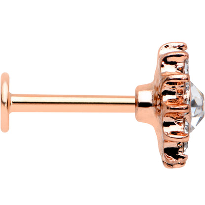 16G 5/16 Clear Gem Rose Gold Hue Stylish Sun Labret Monroe Tragus