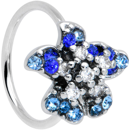 20G 5/16 Clear Blue Gem Evening Flower Nose Hoop