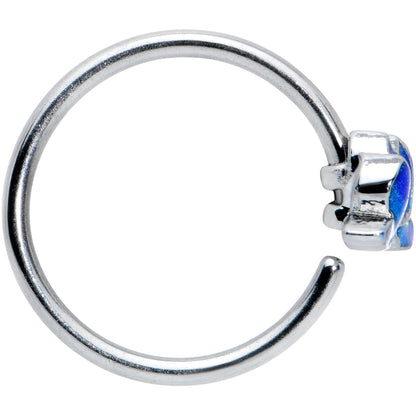18G 3/8 Lovely Blue Lotus Flower Nose Hoop