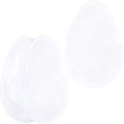 White Cloudy Quartz Drop Saddle Plug Set