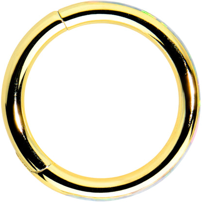 16G 5/16 White Synth Opal Gold Tone Forward Facing Segment Ring