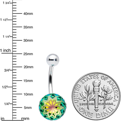 Vitrail Gem Stylish Elegance Mandala Flower Belly Ring
