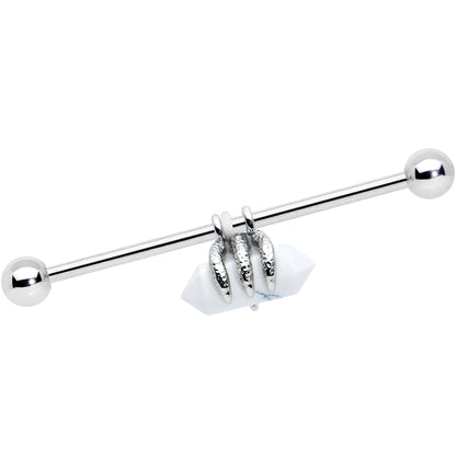14G White Howlite Claw Industrial Barbell 38mm