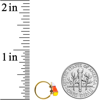 20G 5/16 Gold Tone Candy Corn Halloween Nose Hoop