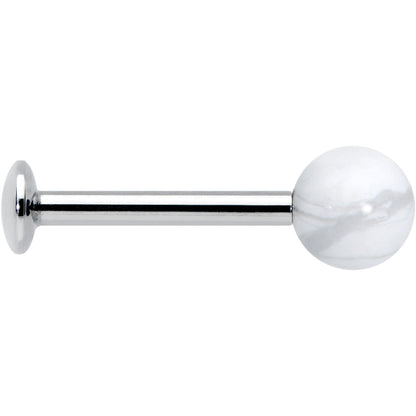 16G 5/16 Elegant White Howlite Internally Threaded Labret Tragus