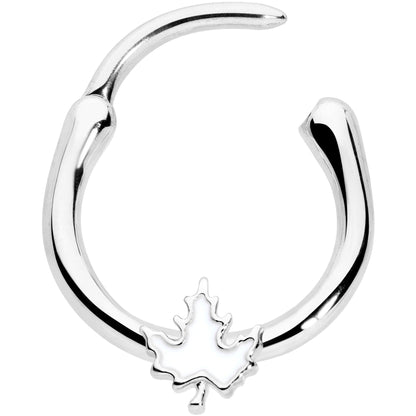 16G 3/8 Autumn White Maple Leaf Cartilage Clicker Ring