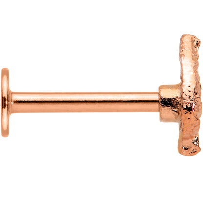 16G 5/16 Rose Gold Tone Autumn Textured Leaf Labret Monroe Tragus