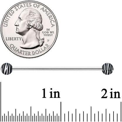 14G Matte Black Zebra Stripe Industrial Barbell 38mm