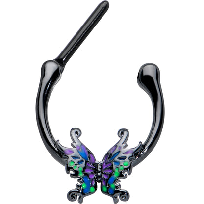 16G 5/16 Black Fantasy Faerie Wings Cartilage Clicker