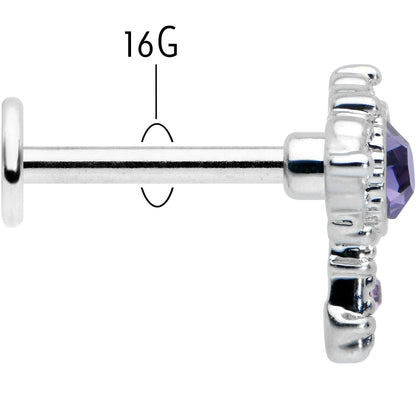 16G 5/16 Purple Gem Unlock My Heart Key Labret Monroe Tragus