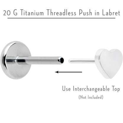 20G 1/4 G23 Titanium Threadless Post Only Labret Tragus Nose