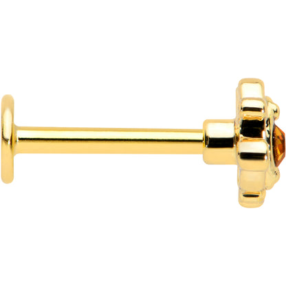16G 5/16 Yellow Gem Gold Tone Duet Scroll Labret Monroe Tragus