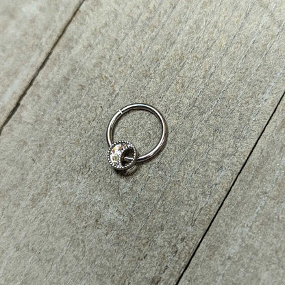16G 3/8 Iridescent Crescent Moon Hinged Segment Ring
