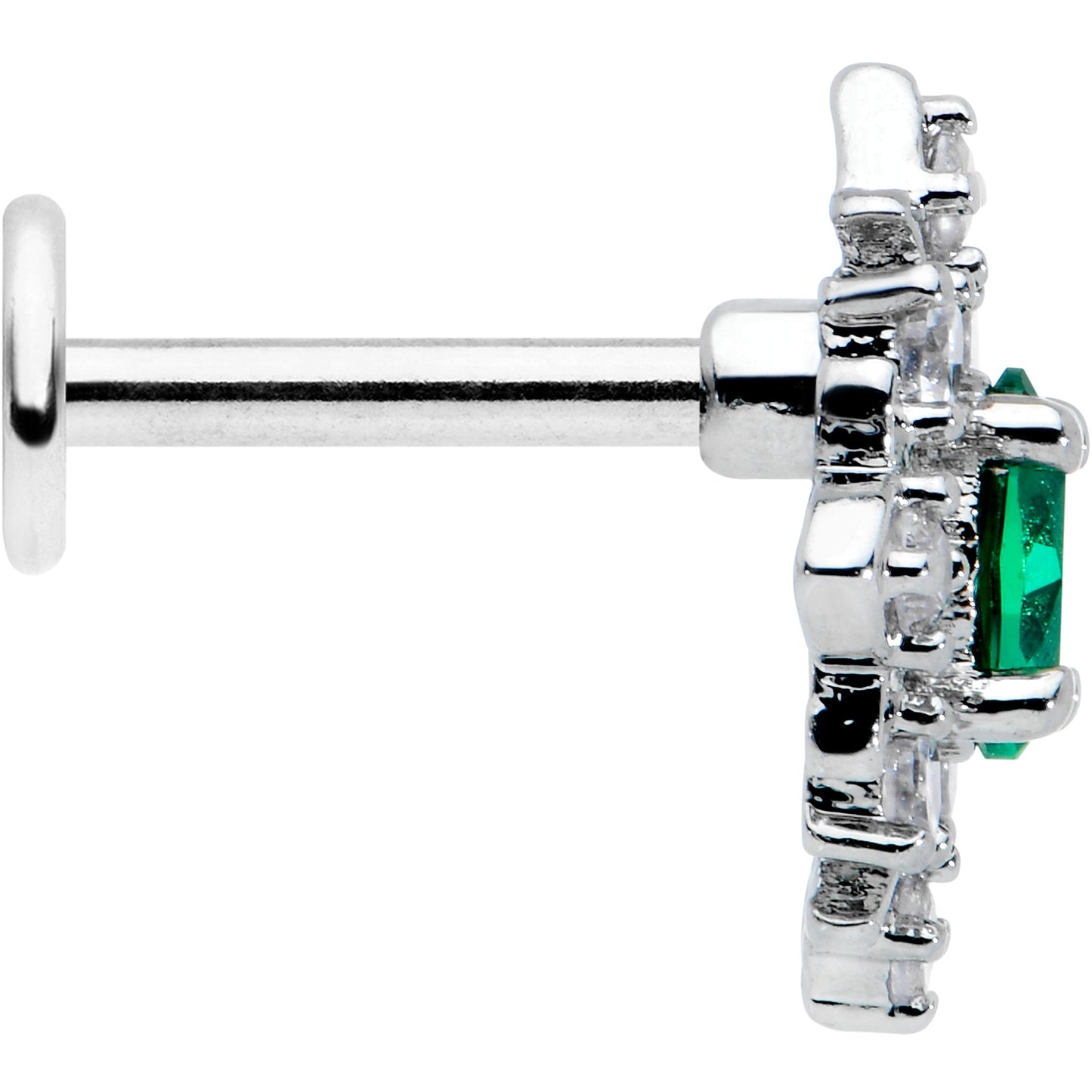 16G 1/4 Green Gem Ornate Art Deco Labret Monroe Tragus